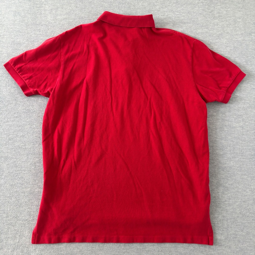Polo Ralph Lauren Men XL Red Short Sleeve Pique Cotton Polo Shirt Navy Pony Logo - Picture 7 of 9